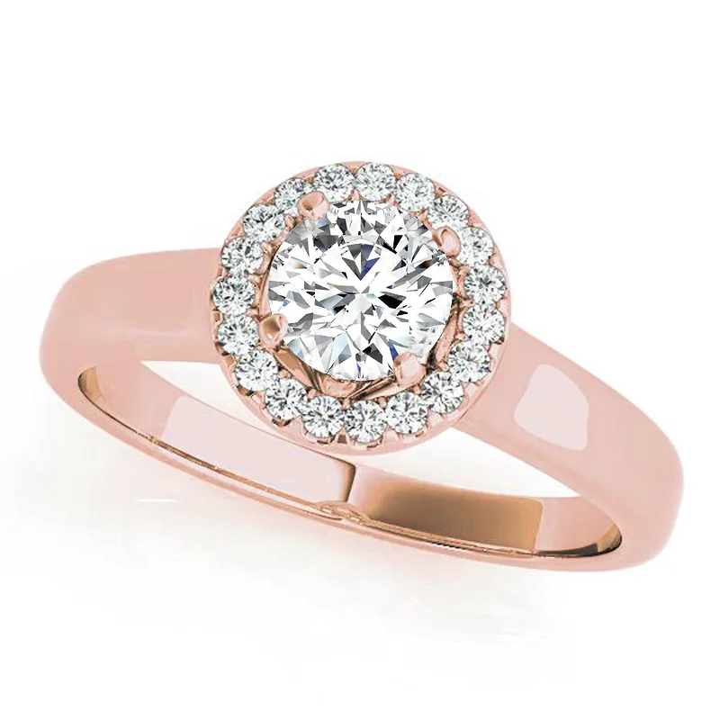 Ladies unique gemstone engagement rings-Auriya 14k Rose Gold Lab Grown Round Diamond Halo Engagement Ring 0.50 to 5.00 ct. tw. (F-G VS)