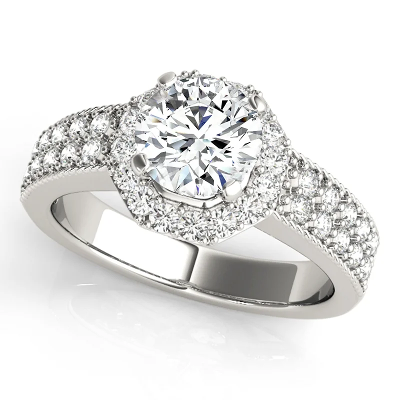 Ladies unique engagement rings-Auriya 14k White Gold Lab Grown Round Diamond Halo Engagement Ring 0.50 to 5.00 ct. tw. (F-G VS)