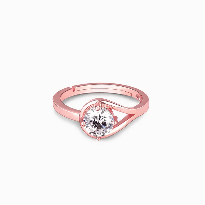 Ladies eternity wedding rings-Rose Gold Classic Zircon Ring