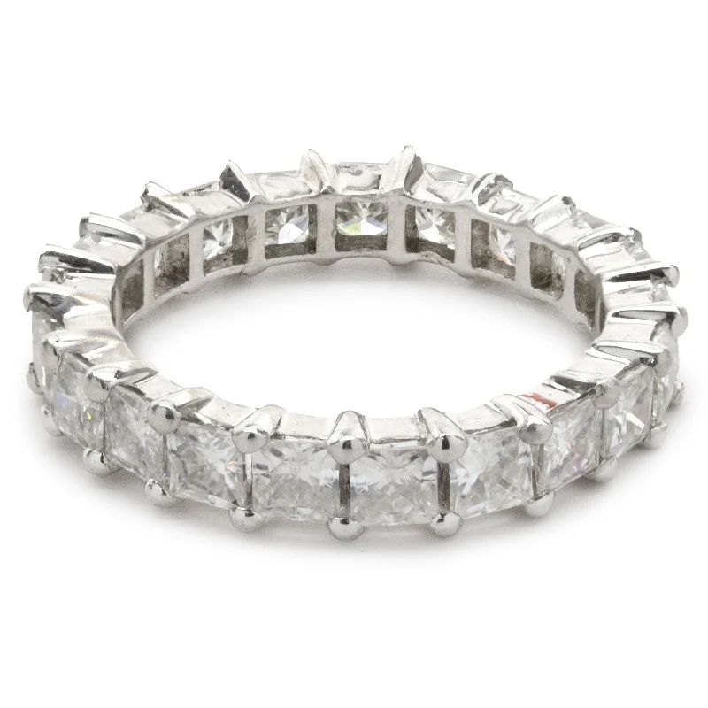 Ladies engagement rings-14 Karat White Gold Moissanite Eternity Band