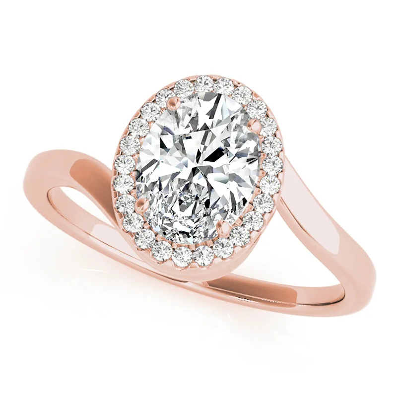 Ladies heart-shaped engagement rings-Auriya 14k Rose Gold Lab Grown Oval Diamond Halo Engagement Ring 0.50 to 5.00 ct. tw. (F-G VS)