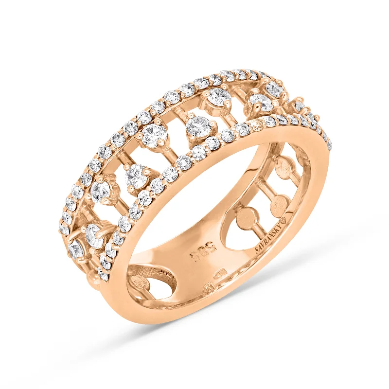 Ladies antique engagement rings-Rose Gold Art Deco Eternity Band