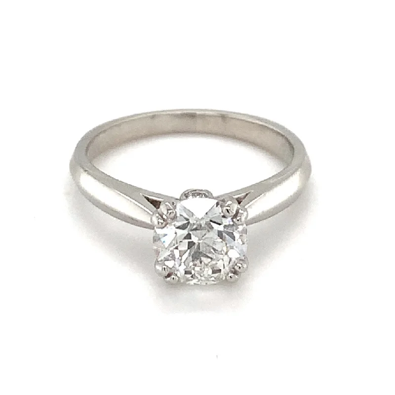 Ladies vintage-style rings-Platinum Solitaire Ring Semi Mount