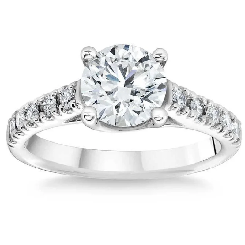 Ladies vintage style engagement rings-1 3/4 Ct Diamond Engagement Ring Lab Grown 14k White Gold