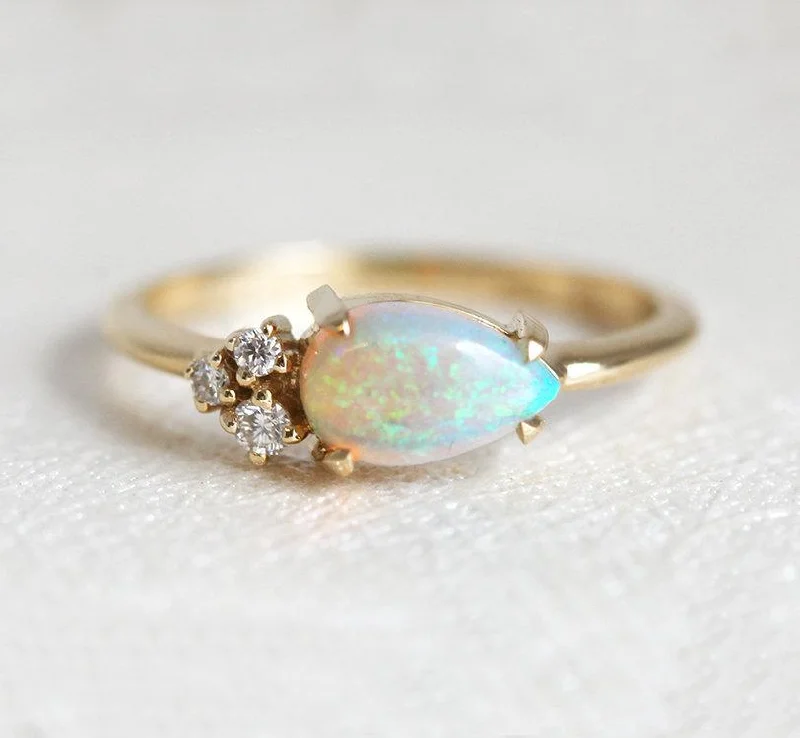 Ladies sterling silver rings-Joan Pear Opal Ring - Ready to Ship