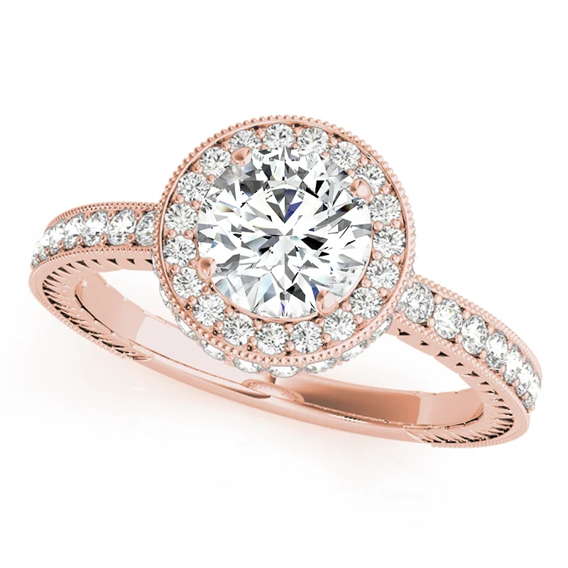 Ladies yellow diamond engagement rings-Auriya 14k Rose Gold Lab Grown Round Diamond Halo Engagement Ring 0.50 to 5.00 ct. tw. (F-G VS)