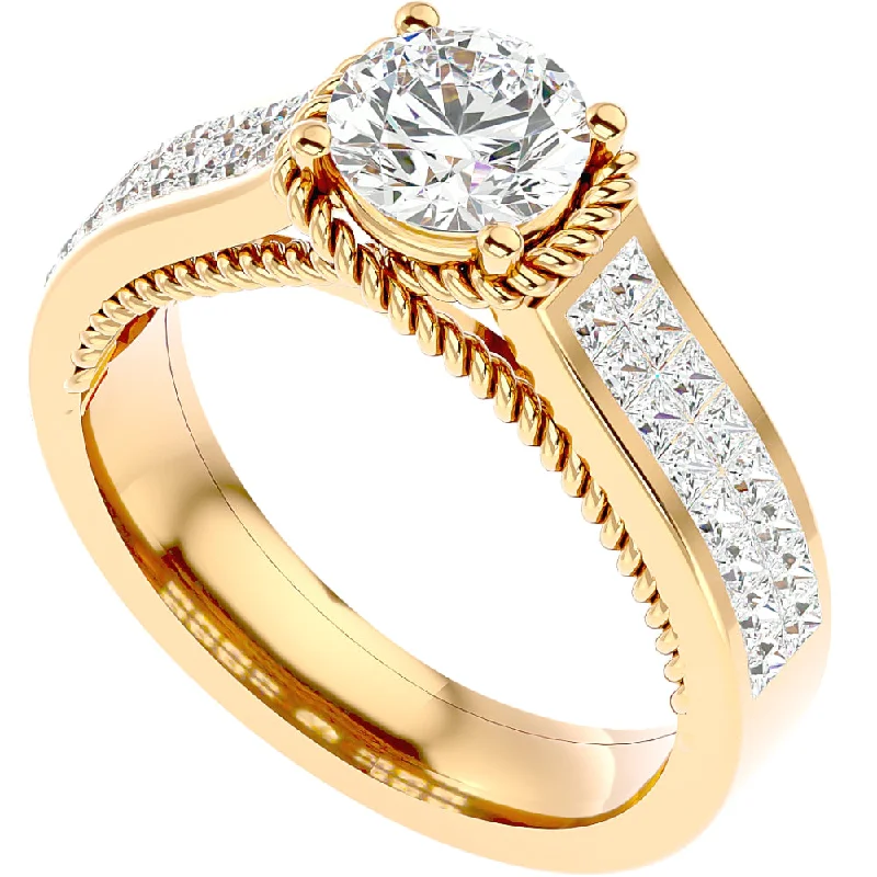 Ladies fancy-cut engagement rings-1 3/4Ct Diamond & Moissanite Designed Accent Engagement Ring in 10k Gold