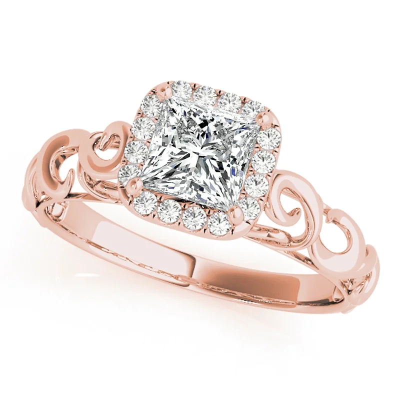 Ladies platinum solitaire engagement rings-Auriya 14k Rose Gold Lab Grown Princess Diamond Halo Engagement Ring 0.50 to 5.00 ct. tw. (F-G VS)