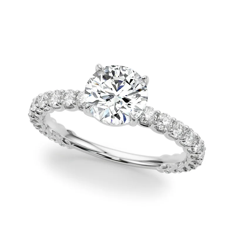 Ladies engagement rings with side diamonds-Auriya 14k White Gold Lab Grown Round Diamond Engagement Ring 0.50 to 5.00 ct. tw. (F-G VS)