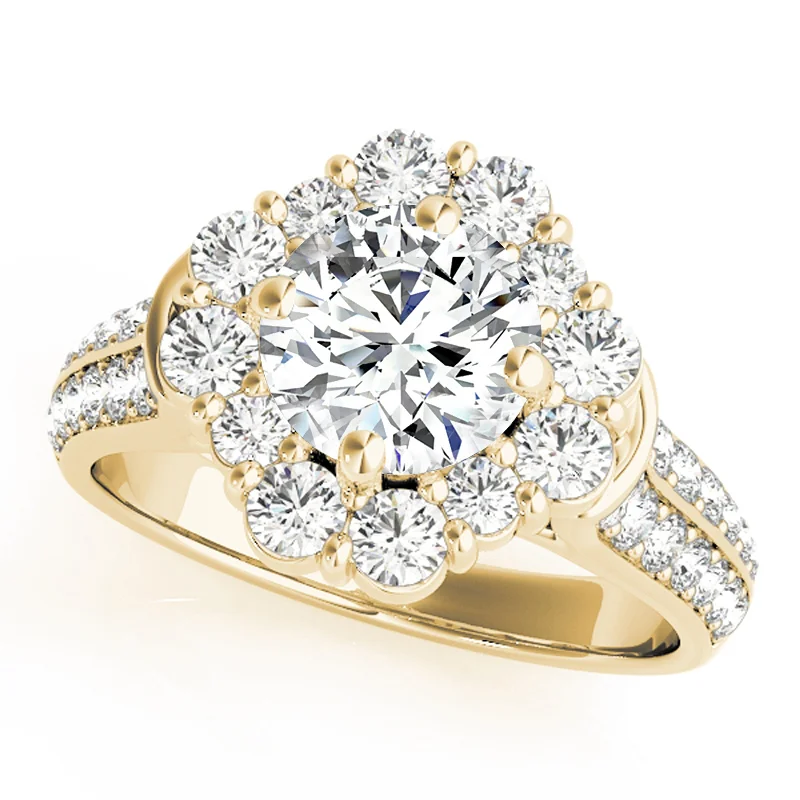 Ladies diamond and gold engagement rings-Auriya 14k Yellow Gold Lab Grown Round Diamond Halo Engagement Ring 0.50 to 5.00 ct. tw. (F-G VS)