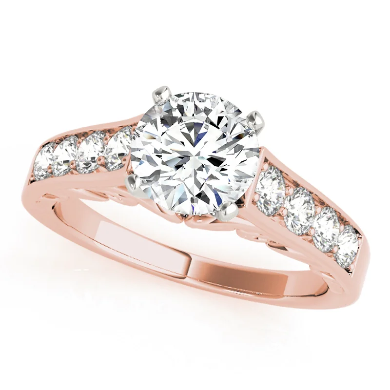 Ladies engagement rings with side stones-Auriya 14k Rose Gold Lab Grown Round Diamond Engagement Ring 0.50 to 5.00 ct. tw. (F-G VS)