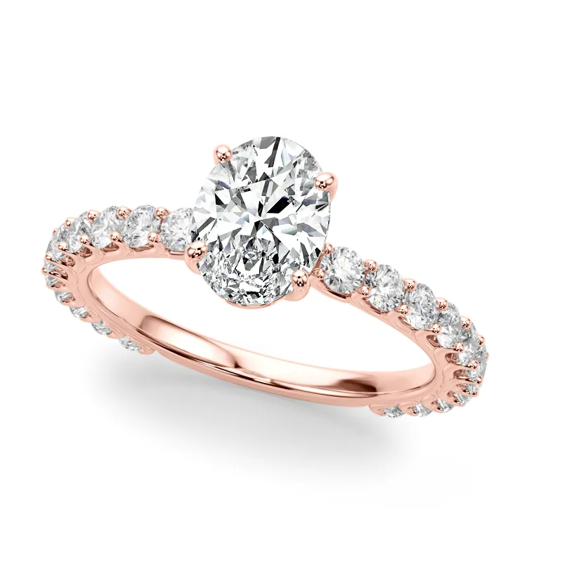 Ladies cushion-cut diamond engagement rings-Auriya 14k Rose Gold Lab Grown Oval Diamond Engagement Ring 0.50 to 5.00 ct. tw. (F-G VS)