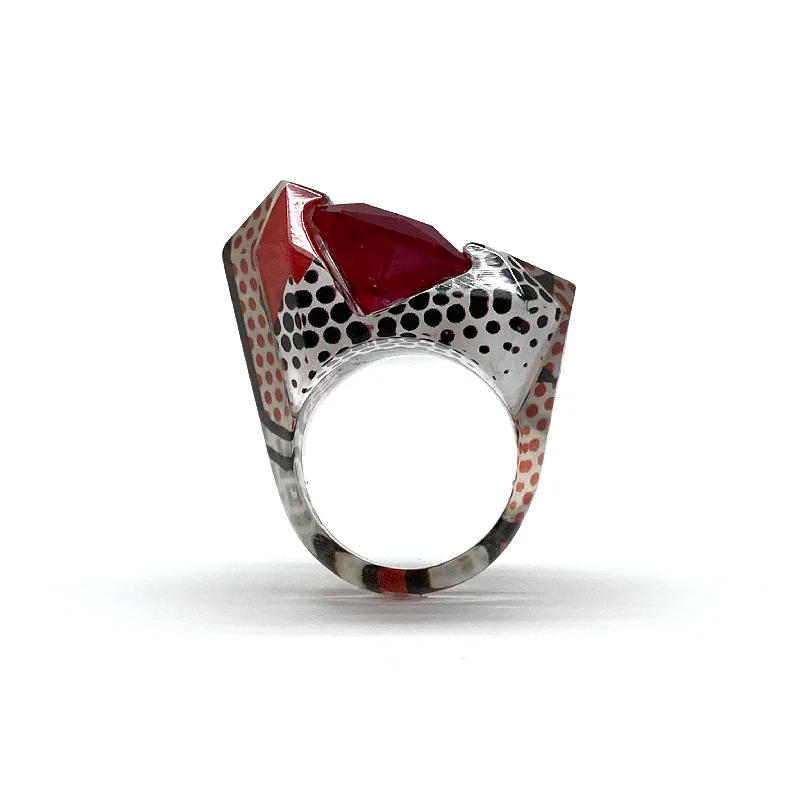 Ladies stacked diamond rings-Pop Art Ruby Sculpted Cocktail Ring