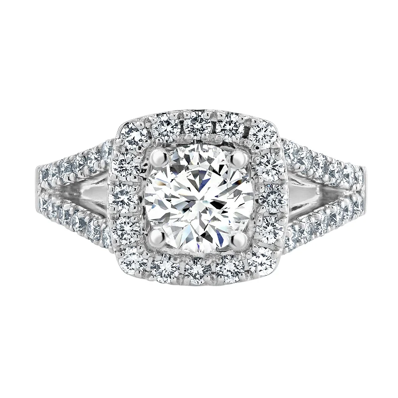 Ladies gold engagement rings-Auriya 14k-White Gold Lab Grown Round-Halo Diamond Engagement Ring 1.70ct. tw. (E-F VS)