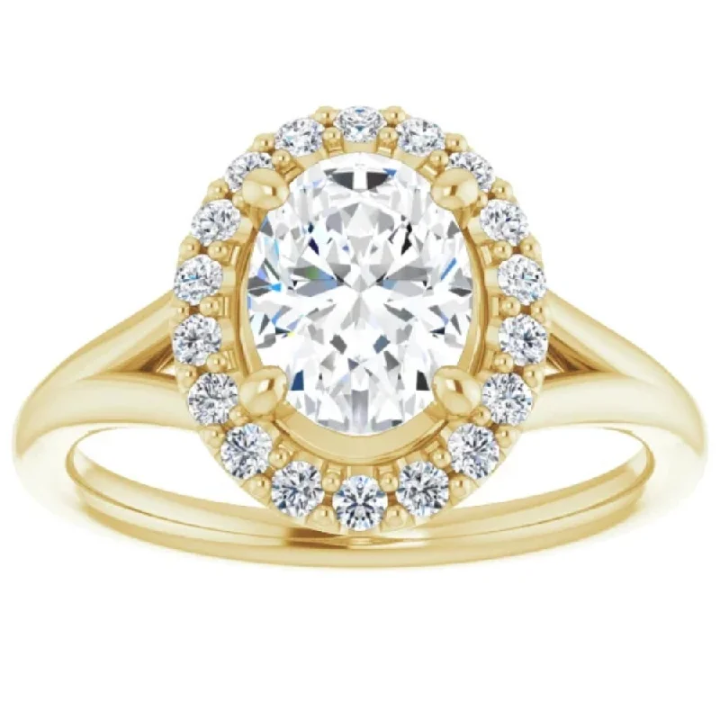 Ladies affordable diamond engagement rings-1 1/4Ct Oval Diamond Engagement Ring 14k Yellow Gold Halo Band Enhanced