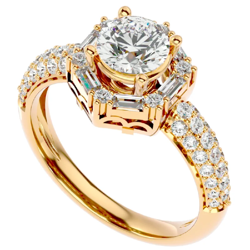 Ladies white gold engagement rings-1 1/2Ct Diamond & Moissanite Accent Engagement Ring in 10k Gold