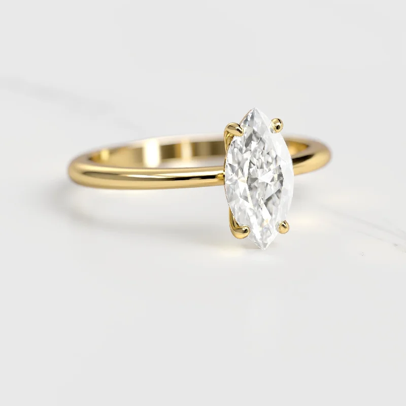 Ladies solitaire rings-Solitaire marquise moissanite ring