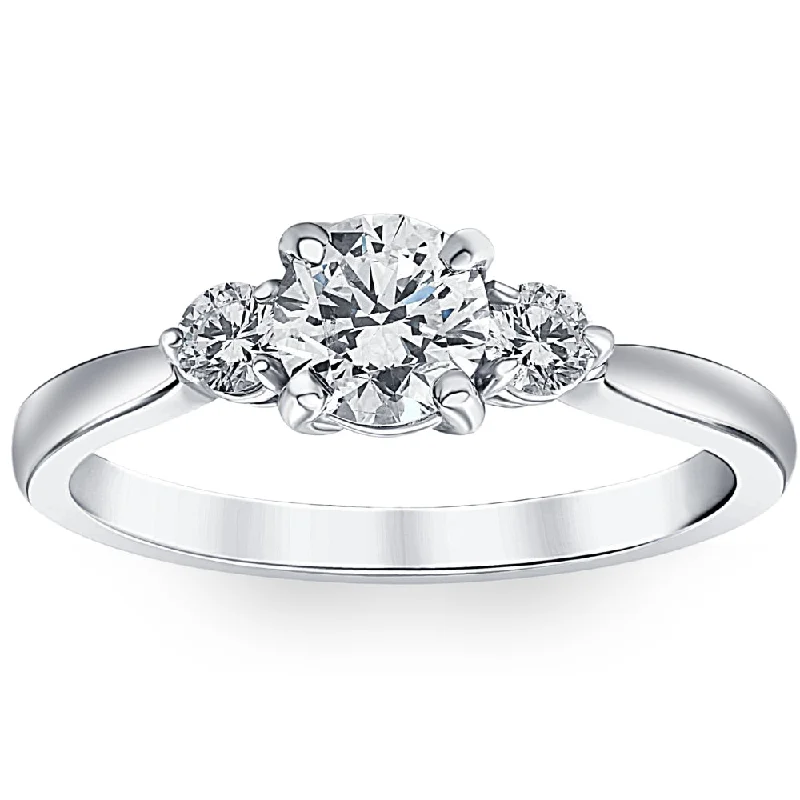 Ladies simple engagement rings-1 1/4Ct Three Stone Diamond (3/4ct Center) Engagement Ring White or Yellow Gold