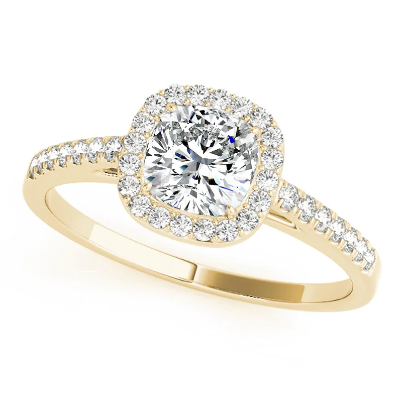 Ladies forever-one engagement rings-Auriya 14k Yellow Gold Lab Grown Cushion Diamond Halo Engagement Ring 0.50 to 5.00 ct. tw. (F-G VS)