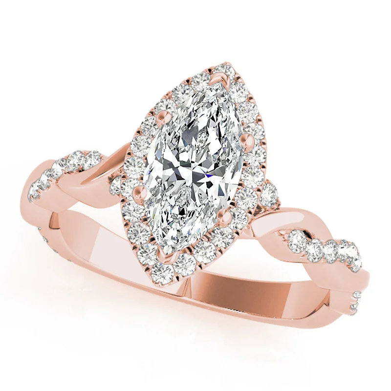 Ladies designer engagement rings-Auriya 14k Rose Gold Lab Grown Marquise Diamond Halo Engagement Ring 0.50 to 5.00 ct. tw. (F-G VS)