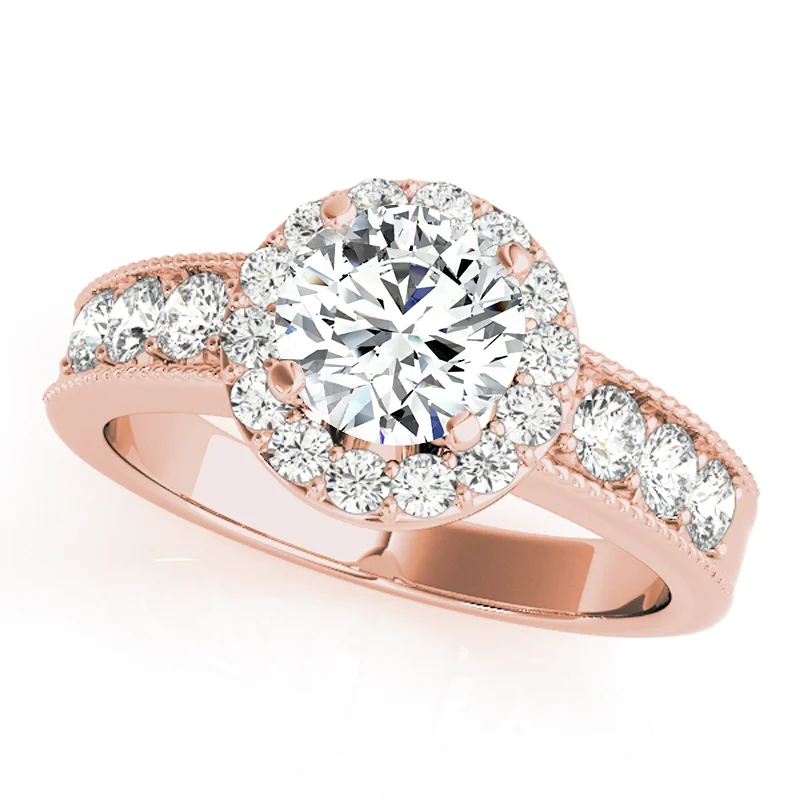 Ladies vintage-inspired engagement rings-Auriya 14k Rose Gold Lab Grown Round Diamond Halo Engagement Ring 0.50 to 5.00 ct. tw. (F-G VS)