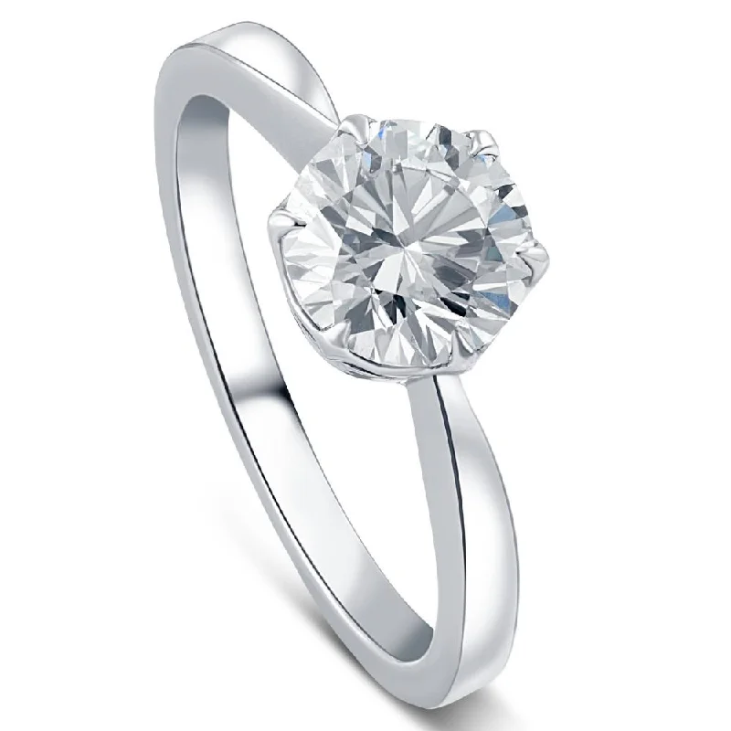 Ladies affordable diamond engagement rings-1 1/2Ct Solitaire Lab Grown Round Diamond Engagement Ring 14k Gold & Platinum