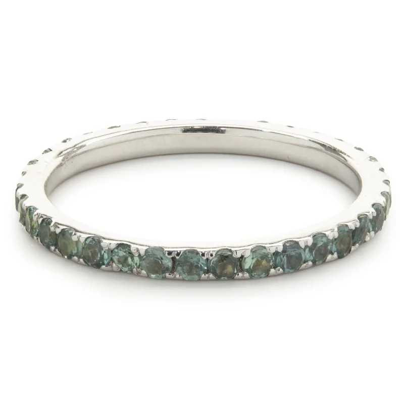 Ladies bands with diamonds-14 Karat White Gold Alexandrite Eternity Band