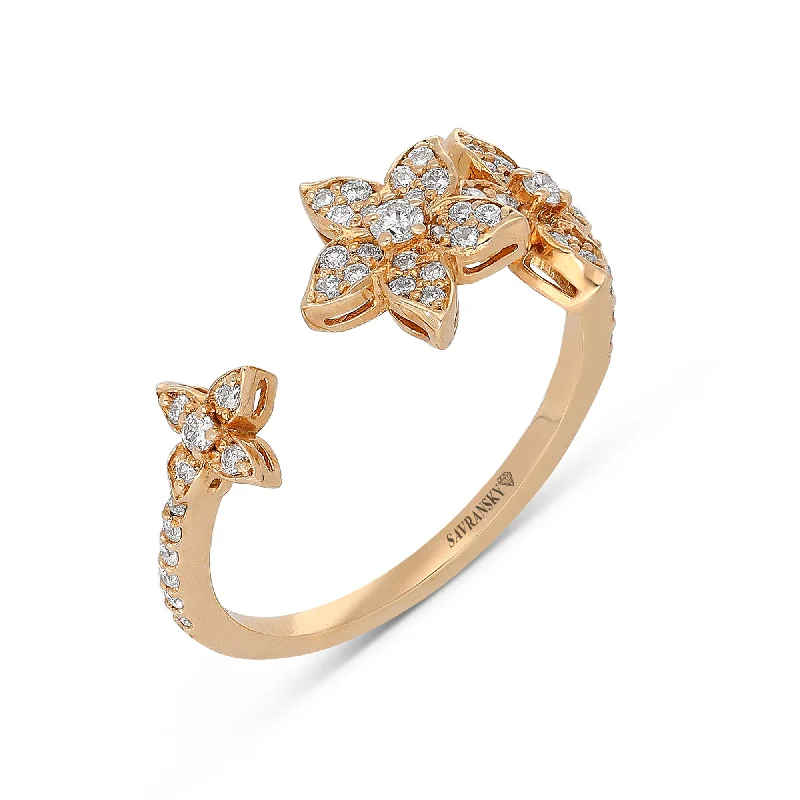 Ladies engagement rings with colored stones-Dainty Flower Shaped Ring