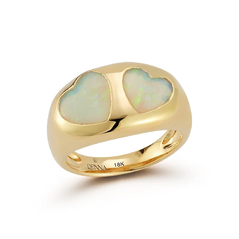 Ladies twisted band rings-Australian Opal Heart Gypsy Ring