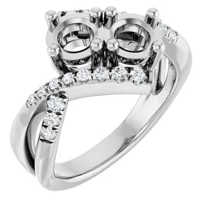 Ladies unique diamond engagement rings-14K White 5.2 mm Round 1/4 CTW Natural Diamond Semi-Set Engagement Ring