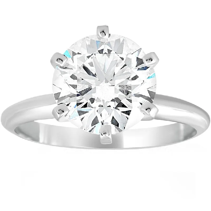 Ladies floral design engagement rings-H/SI1 3 Ct Diamond Solitaire Platinum Engagement Ring Lab Grown