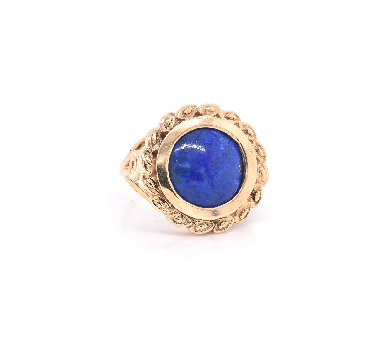 Ladies yellow gold rings-10k Yellow Gold Lapis Lazuli Ring