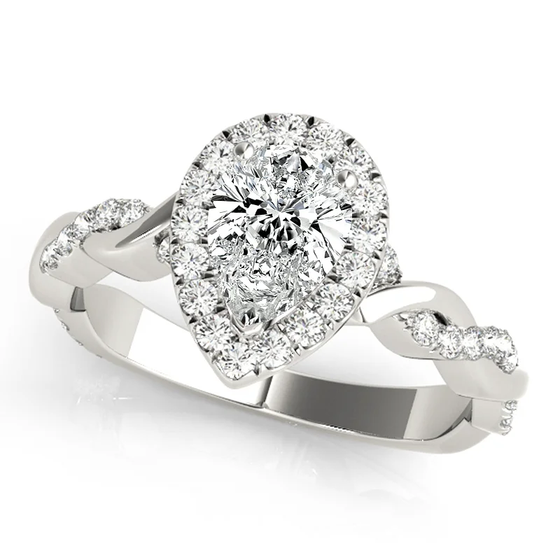 Ladies unique diamond engagement rings-Auriya 14k White Gold Lab Grown Pear Diamond Halo Engagement Ring 0.50 to 5.00 ct. tw. (F-G VS)