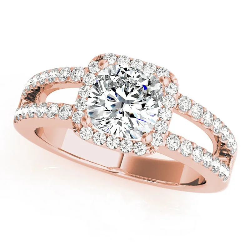 Ladies emerald diamond engagement rings-Auriya 14k Rose Gold Lab Grown Cushion Diamond Halo Engagement Ring 0.50 to 5.00 ct. tw. (F-G VS)