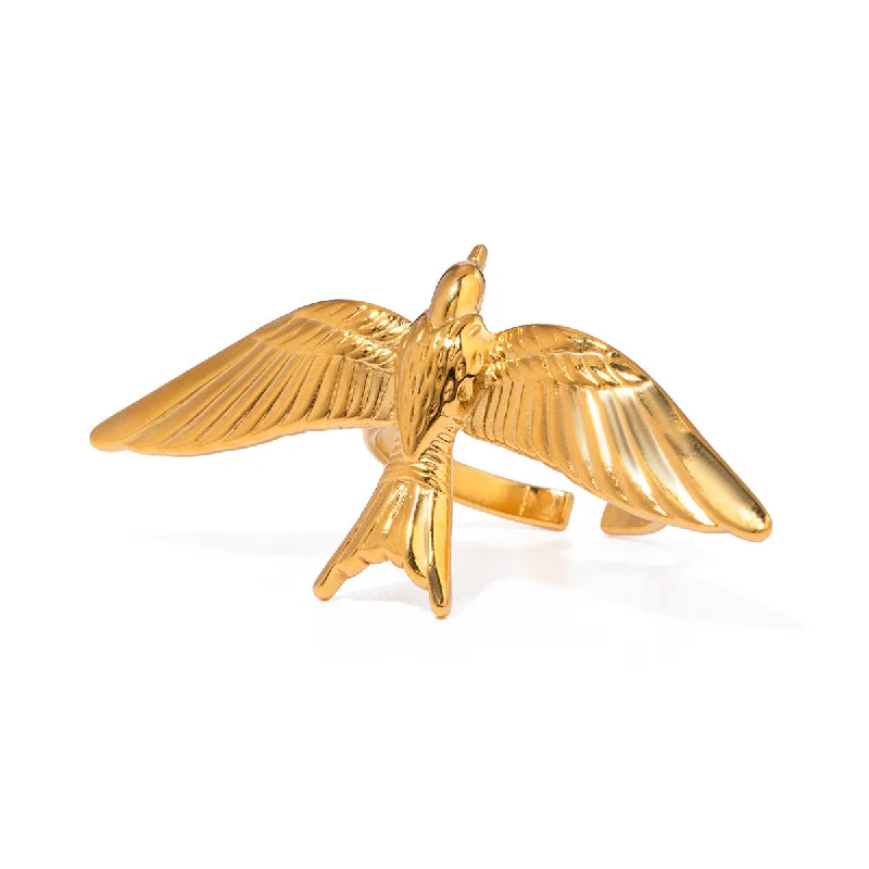 Ladies fashion rings-Vintage Style Bird Shaped Gold Rings JLTR0419