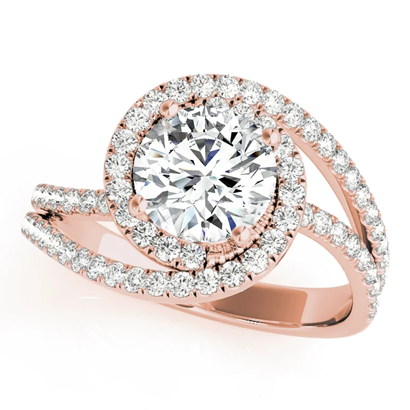 Ladies fancy-cut engagement rings-Auriya 14k Rose Gold Lab Grown Round Diamond Halo Engagement Ring 0.50 to 5.00 ct. tw. (F-G VS)