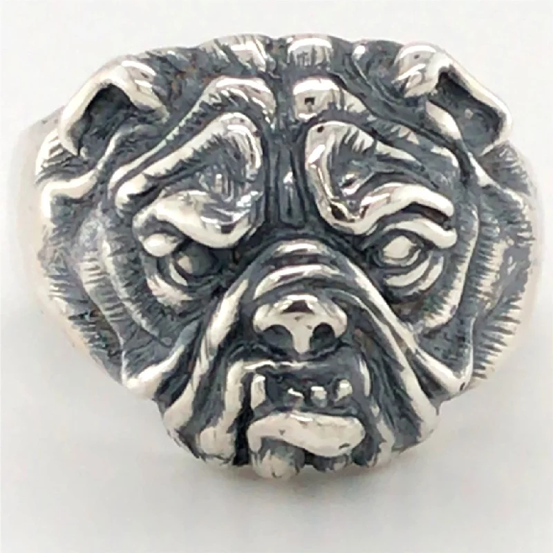 Ladies twisted band rings-Sterling Silver Bulldog Ring