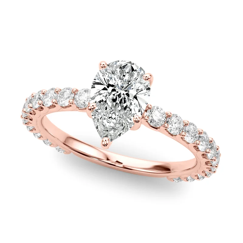 Ladies unique diamond engagement rings-Auriya 14k Rose Gold Lab Grown Pear Diamond Engagement Ring 0.50 to 5.00 ct. tw. (F-G VS)