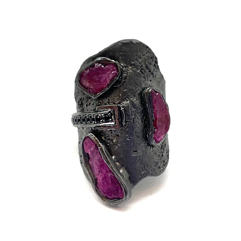 Ladies gold-plated rings-Raw Ruby Ring