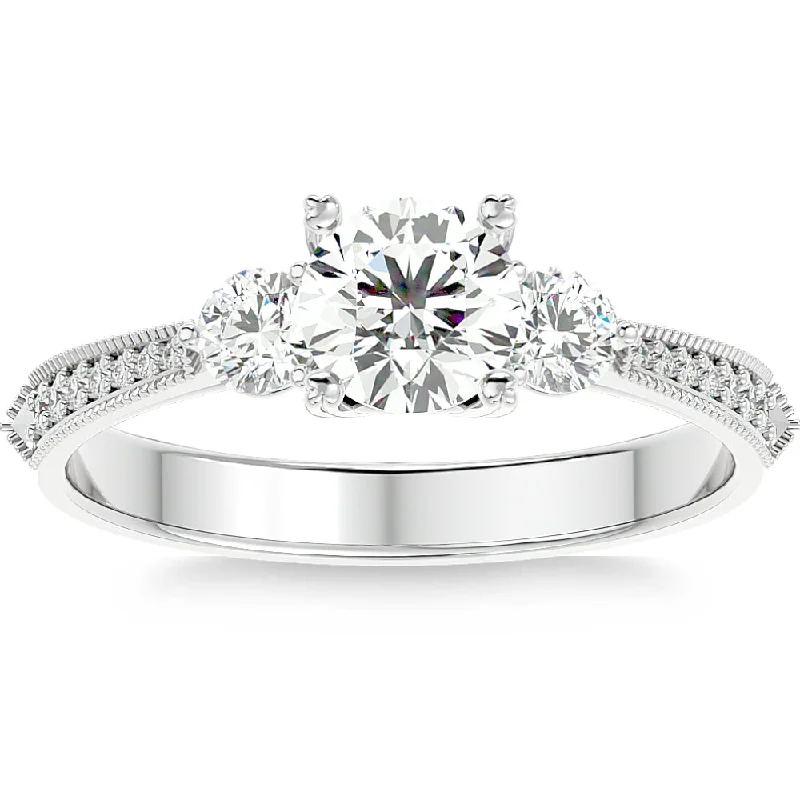 Ladies custom engagement rings-1 1/10Ct Diamond & Moissanite Accent Engagement Ring in 10k Gold