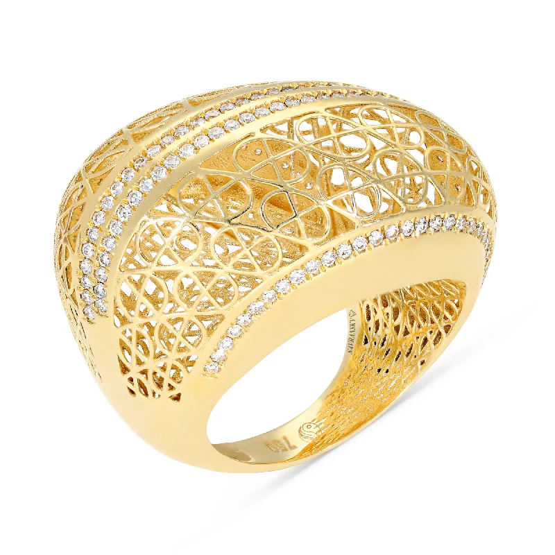 Ladies infinity knot rings-Yellow Gold Filigree Dome Ring