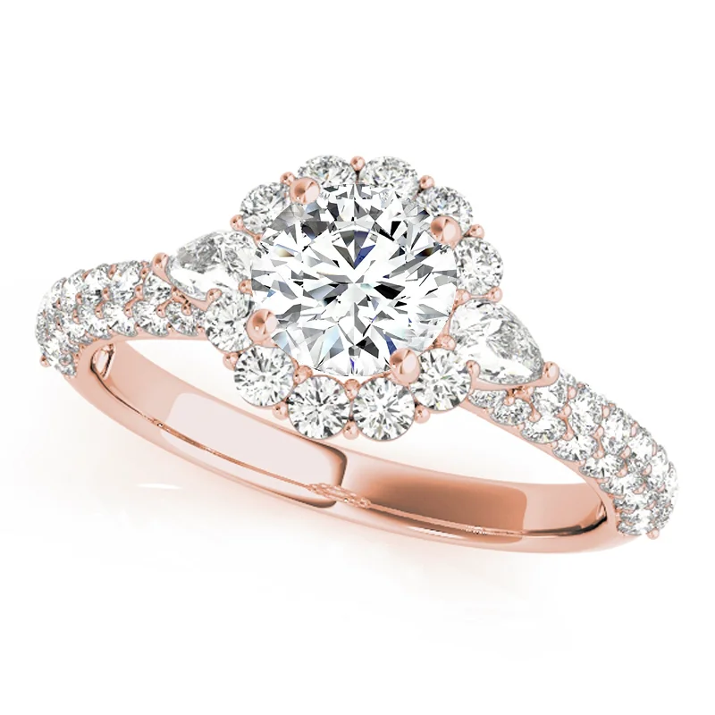 Ladies cushion-cut diamond engagement rings-Auriya 14k Rose Gold Lab Grown Round Diamond Halo Engagement Ring 0.50 to 5.00 ct. tw. (F-G VS)