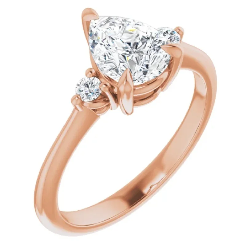 Ladies silver engagement rings-1 1/4Ct Pear Shape Lab Grown Diamond Engagement Ring White Yellow or Rose Gold