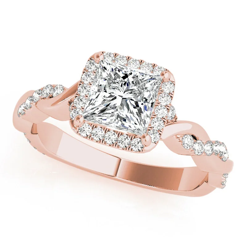 Ladies vintage engagement rings-Auriya 14k Rose Gold Lab Grown Princess Diamond Halo Engagement Ring 0.50 to 5.00 ct. tw. (F-G VS)