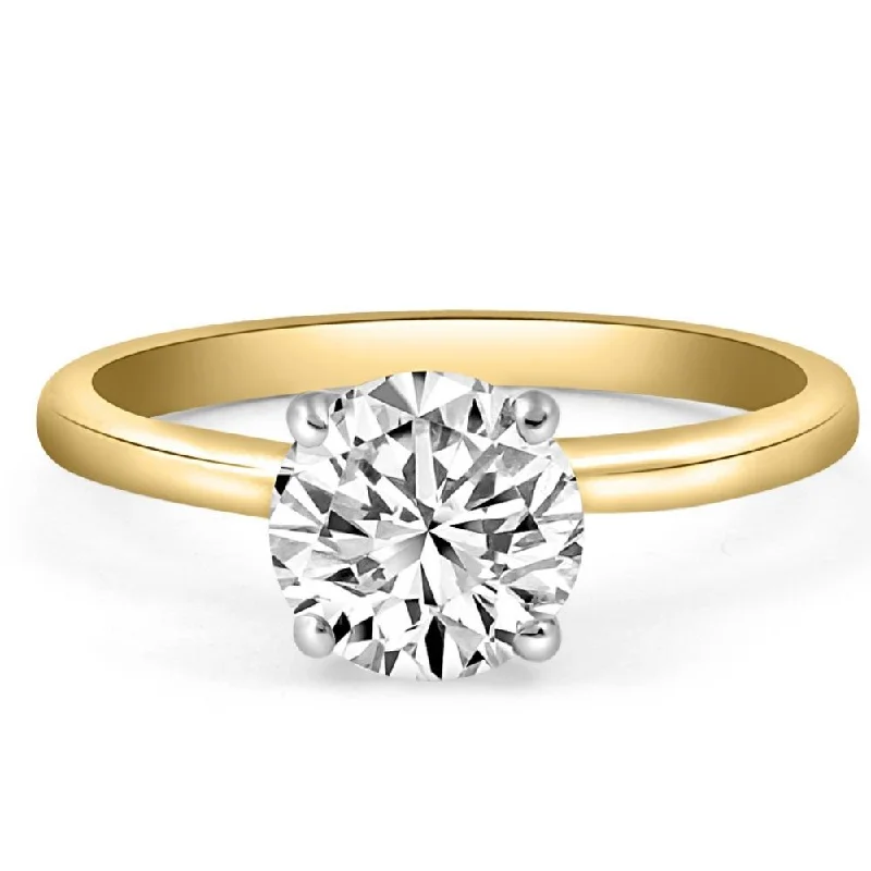 Ladies vintage diamond engagement rings-VS 1 1/2CT Moissanite 4Prong Solitaire Engagement Ring in White or Yellow Gold