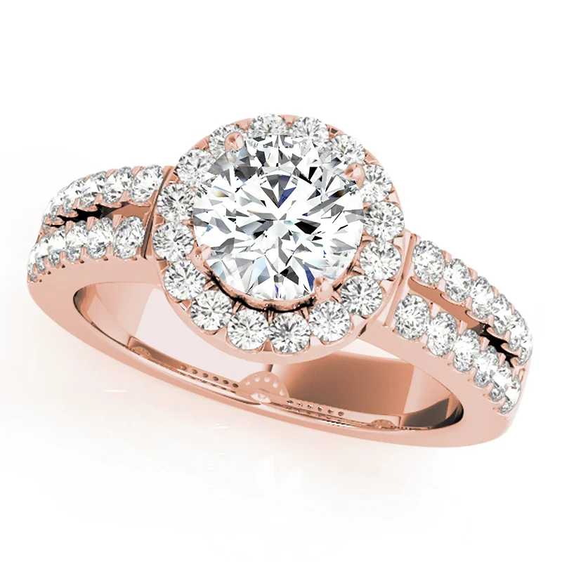 Ladies solitaire engagement rings-Auriya 14k Rose Gold Lab Grown Round Diamond Halo Engagement Ring 0.50 to 5.00 ct. tw. (F-G VS)