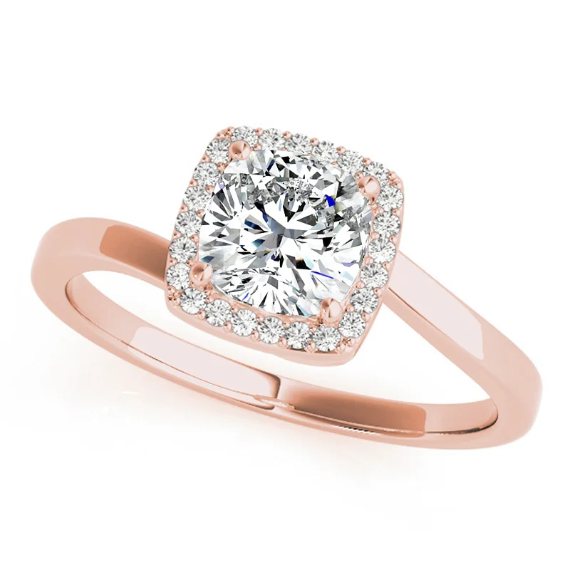 Ladies art deco engagement rings-Auriya 14k Rose Gold Lab Grown Cushion Diamond Halo Engagement Ring 0.50 to 5.00 ct. tw. (F-G VS)