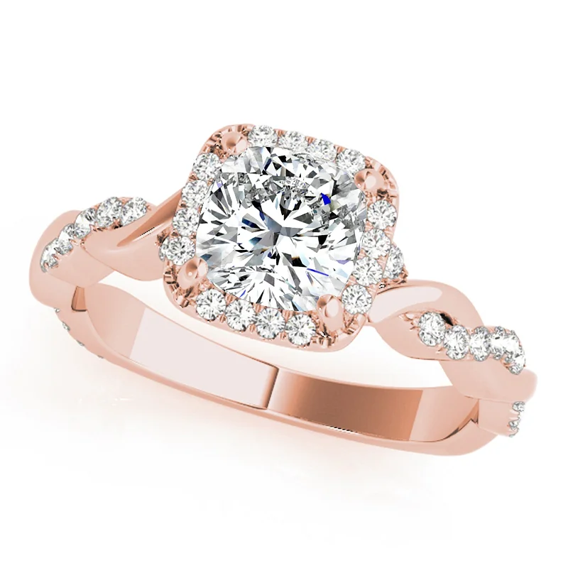 Ladies round halo engagement rings-Auriya 14k Rose Gold Lab Grown Cushion Diamond Halo Engagement Ring 0.50 to 5.00 ct. tw. (F-G VS)