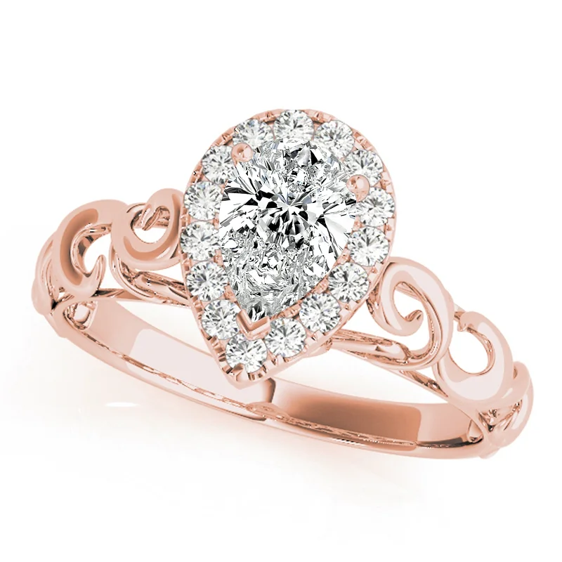 Ladies custom-designed engagement rings-Auriya 14k Rose Gold Lab Grown Pear Diamond Halo Engagement Ring 0.50 to 5.00 ct. tw. (F-G VS)