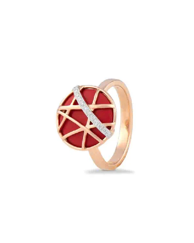 Ladies rose gold wedding rings-Coral Disc Ring